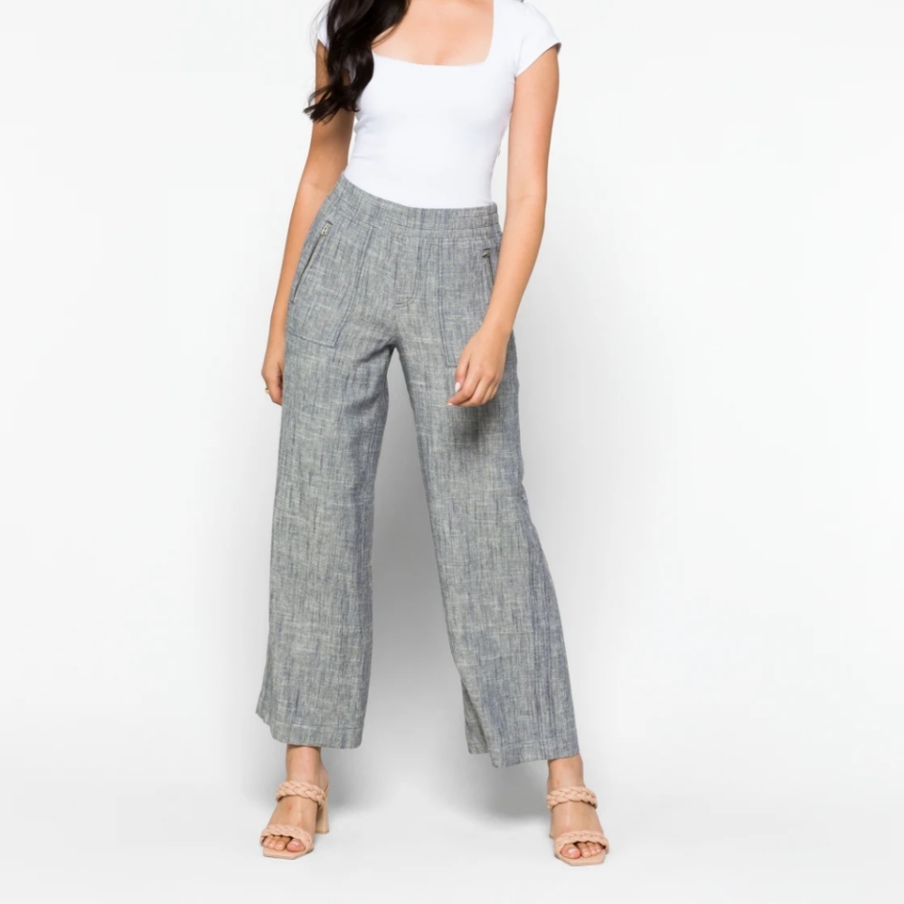 Violets & Roses Fran Wide Leg Resort Linen Pant in Indigo Size 30/10